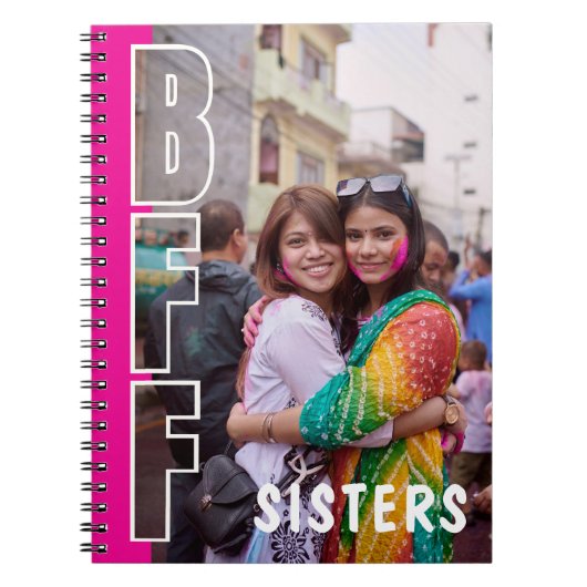 BFF Sisters Photo Illusion Magenta Notebook ノートブック (正面)