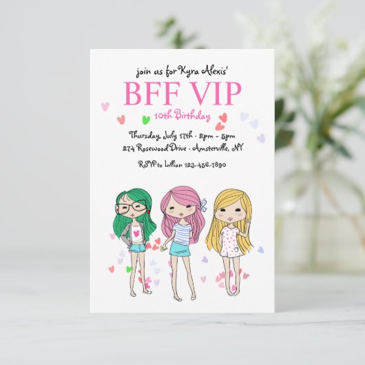 BFF VIPの誕生日のパーティの招待状 招待状 (スタンド正面)