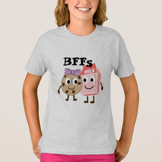 BFFSミルクとチョコレートチップクッキーおもしろいユーモア Tシャツ (正面)