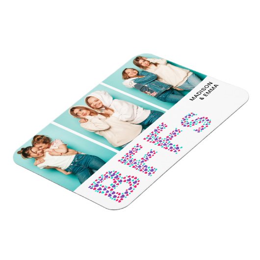 BFFs最高の友達の写真パーソナライズされた名ガーリー マグネット (左側)