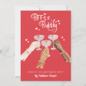 BFFs & Bubbly Happy Galentine's Day Cocktail Cheer シーズンカード (正面)
