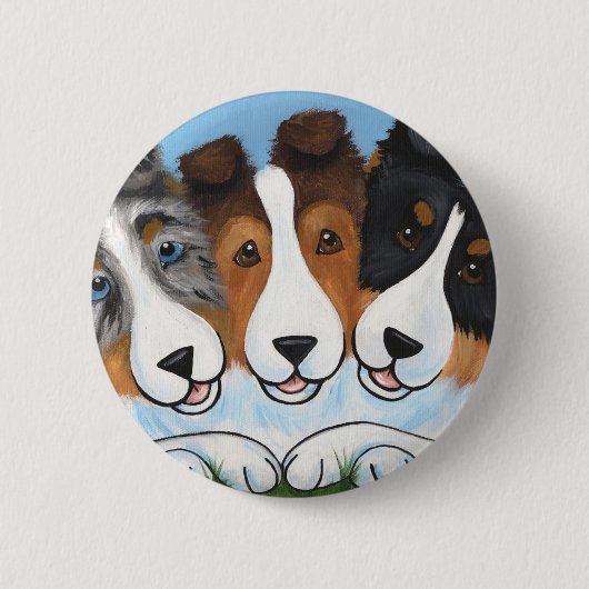 「BFF's」Sable、Tri Color、およびSableシェットランド・ シープドッグ 缶バッジ (正面)