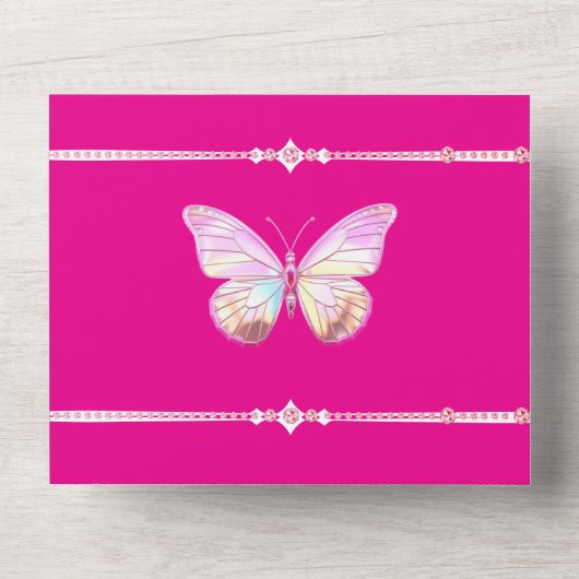 B'fly パーソナライズされた All in One誕生日招待状 オールインワン招待状 (正面)