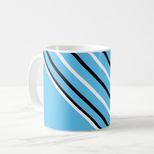 BGストライプのパターン狭い白と黒+バックガー。 コーヒーマグカップ (正面左)