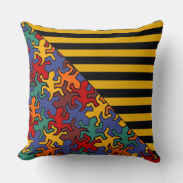 BGストライプパターン黒+ジェッコモザイク クッション