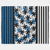 BGストライプパターン黒+ジェッコモザイク フリースブランケット (正面(横))