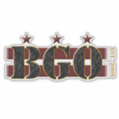 BGOロゴビニールステッカー(8" x 8" transparent) シール (正面)