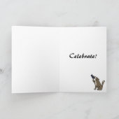 BH-トランペットのバースデー・カードを遊んでいるおもしろいのオオカミ カード (内部)