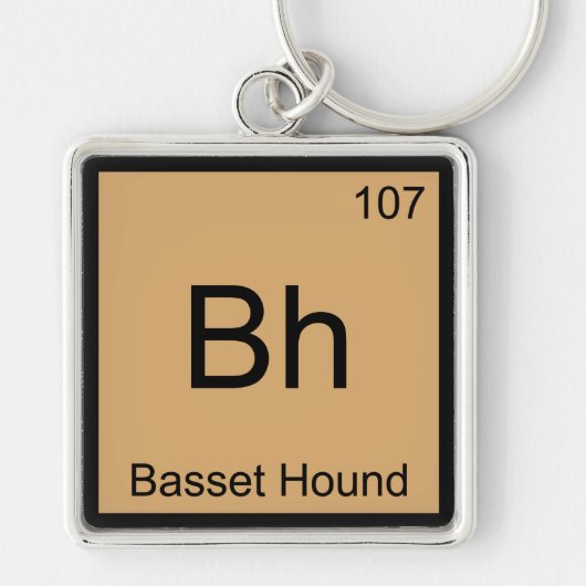 Bh - Basset Hound Chemistry Element Symbol Dog Tee キーホルダー (正面)