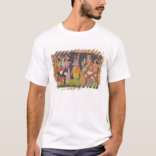 「BhagavからのKrishnaの持ち上がる山Govardhana、 Tシャツ (正面)