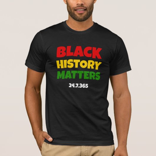 BHM | ブラックヒストリーが大切 24.7.365 | 黒 Tシャツ (正面)