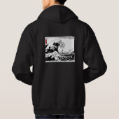 BHSクルー – ブラックフード付きスウェットシャツ背面に波デザイン パーカ (裏面)