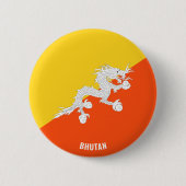 Bhutan Flag Cute Patriotic 缶バッジ (正面)