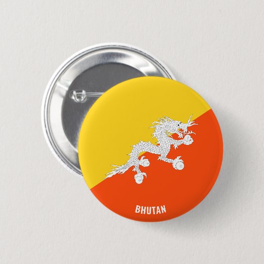 Bhutan Flag Cute Patriotic 缶バッジ (正面&裏面)