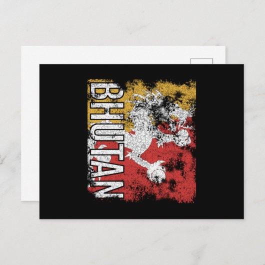 Bhutan Flag Distressed ポストカード (正面/裏面)