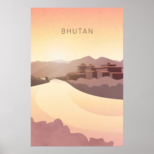 Bhutan Minimal Travel Poster ポスター (正面)