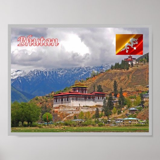 Bhutan - The Dzong in the Paro valley - ポスター (正面)
