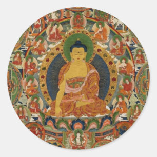 Bhutaneseの色彩の鮮やかで完全な曼荼羅 ラウンドシール