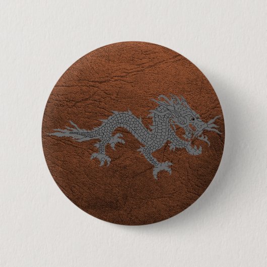 Bhutanese Dragon on Leather 缶バッジ (正面)