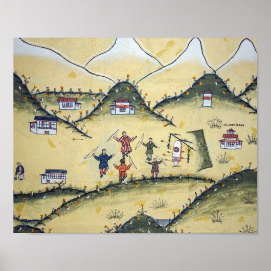 Bhutanese house with archery paintings - Bhutan ポスター (正面)
