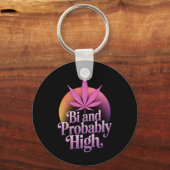 Biと恐らく高いバイセクシャルプライドフラグLGBT雑草 キーホルダー (正面)