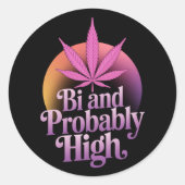 Biと恐らく高いバイセクシャルプライドフラグLGBT雑草 ラウンドシール (正面)