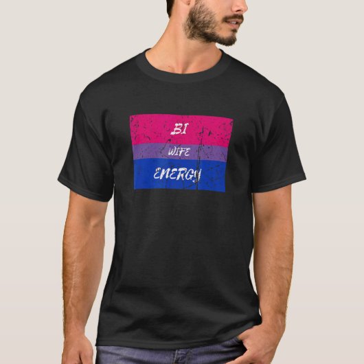 Bi妻エネル動揺してギー・バイセクシュアル国旗Lgbt Parad Tシャツ (正面)