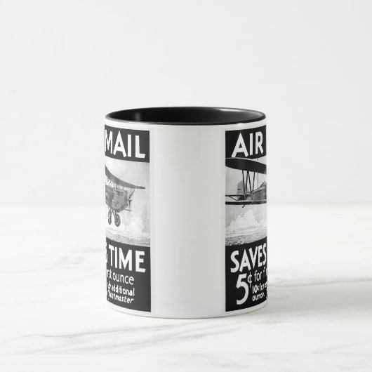 Bi植物とのヴィンテージの航空便ポスターデザイン マグカップ (中央)