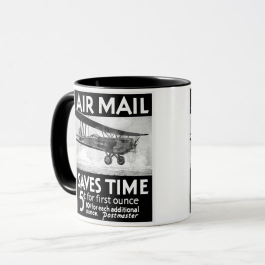 Bi植物とのヴィンテージの航空便ポスターデザイン マグカップ (正面左)