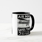 Bi植物とのヴィンテージの航空便ポスターデザイン マグカップ (正面右)