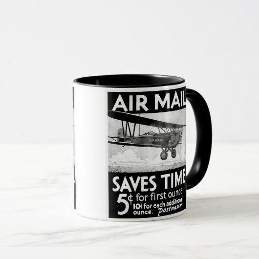 Bi植物とのヴィンテージの航空便ポスターデザイン マグカップ (正面右)