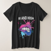 Bi And High Bisexual Rainbow Pride March Bisexuali プラスサイズTシャツ (デザイン正面)
