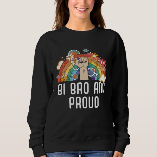 Bi Bro And Proud Bisexual Rainbow Pride Bisexualit スウェットシャツ (正面)
