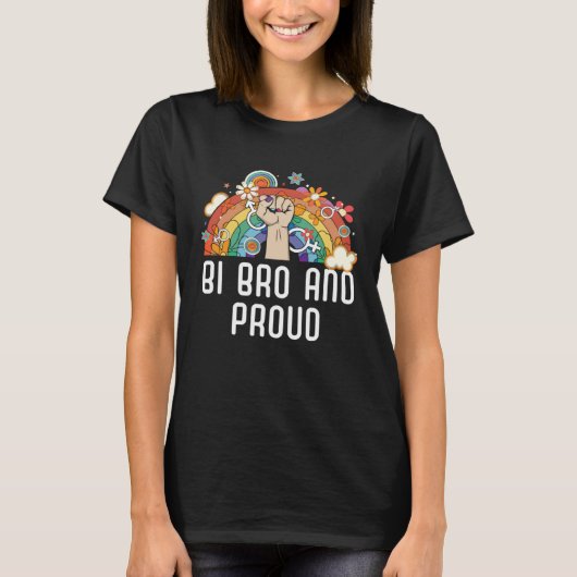 Bi Bro And Proud Bisexual Rainbow Pride Bisexualit Tシャツ (正面)