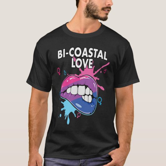 Bi Coastal Love Bisexual Rainbow Pride Bisexuality Tシャツ (正面)