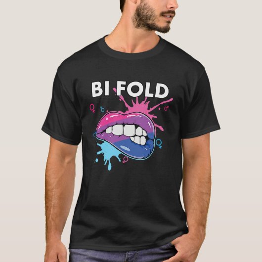 Bi Fold Bisexual Rainbow Pride March Bisexuality L Tシャツ (正面)