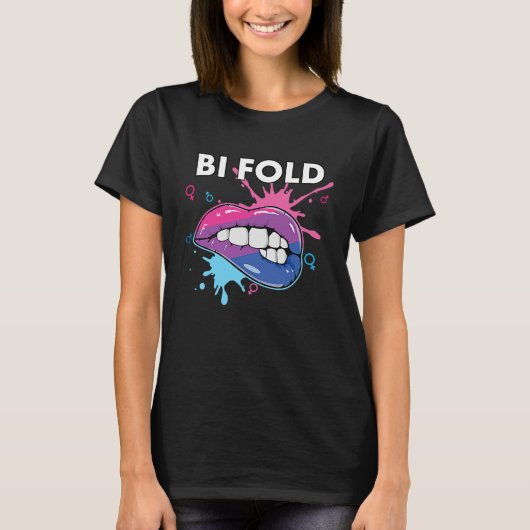 Bi Fold Bisexual Rainbow Pride March Bisexuality L Tシャツ (正面)
