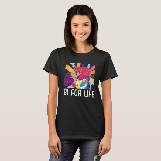 Bi For Life Bisexual Rainbow Pride March Bisexuali Tシャツ (正面フル)