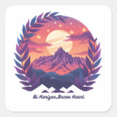 Bi Horizon Brave Heart LGBTQ Camping | Bisexual スクエアシール (正面)