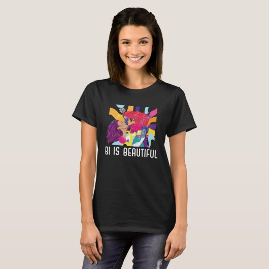 Bi Is Beautiful Bisexual Rainbow Pride Bisexuality Tシャツ (正面フル)
