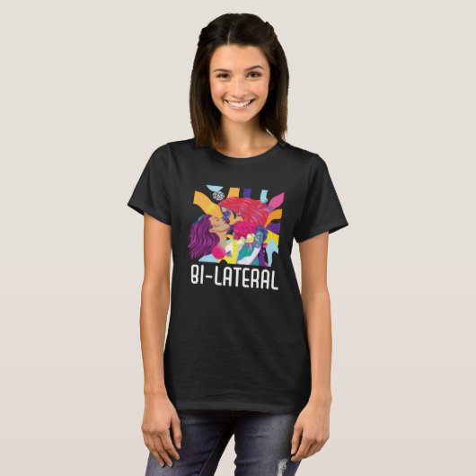 Bi Lateral Bisexual Rainbow Pride Bisexuality LGBT Tシャツ (正面フル)
