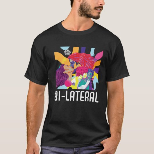 Bi Lateral Bisexual Rainbow Pride Bisexuality LGBT Tシャツ (正面)