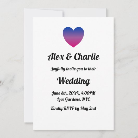 Bi LGBT同性愛者結婚ハート 招待状 (正面)