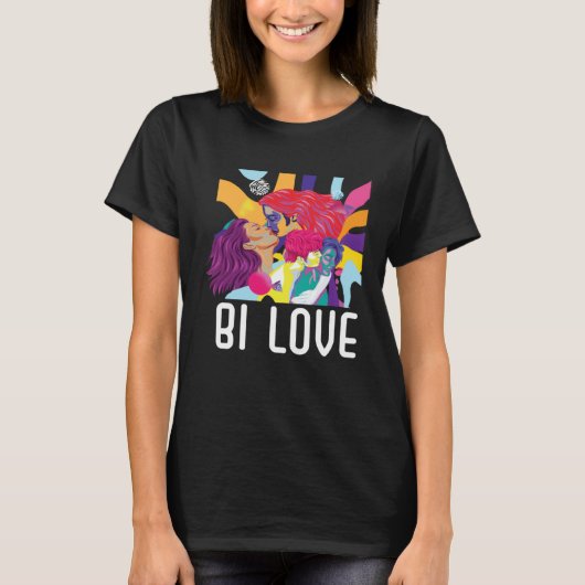 Bi Love Bisexual Rainbow Pride March Bisexuality L Tシャツ (正面)