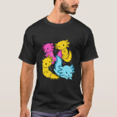 Bi Pansexual Pride Mexican Salamander Axolotl Pile Tシャツ (正面)