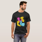 Bi Pansexual Pride Mexican Salamander Axolotl Pile Tシャツ (正面フル)