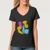 Bi Pansexual Pride Mexican Salamander Axolotl Pile Tシャツ (正面)