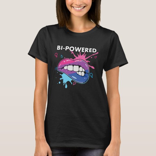 Bi Powered Bisexual Rainbow Pride March Bisexualit Tシャツ (正面)