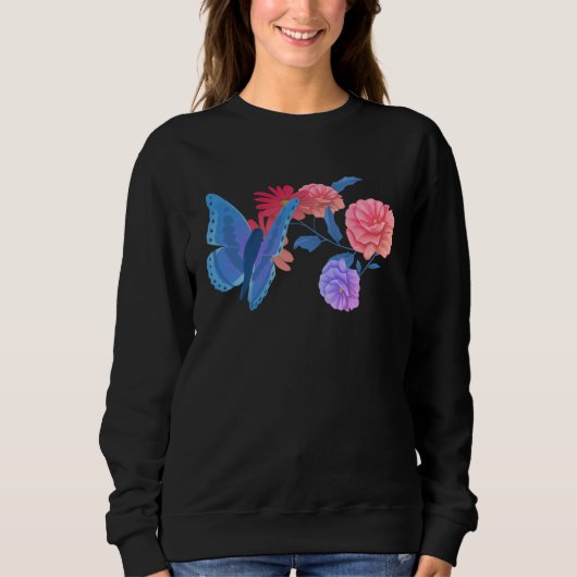 Bi Pride Butterfly Bisexual Flag Flower スウェットシャツ (正面)