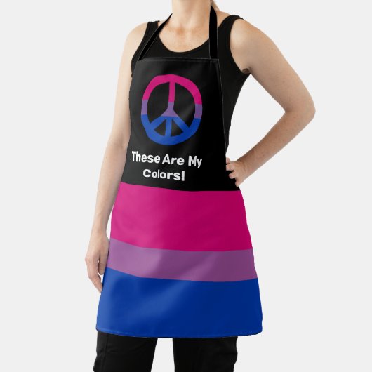 Bi pride flag and peace sign with a custom text エプロン (インサイチュ)